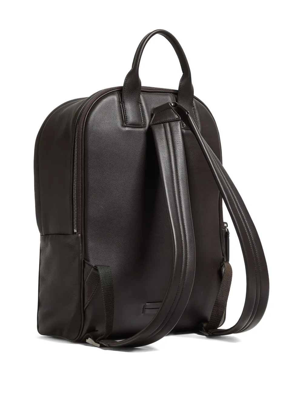 Zegna Secondskin Leather Backpack In Brown
