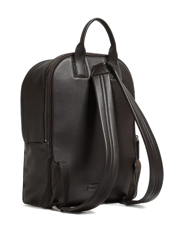 Zegna Leather top-handle Backpack | Brown | FARFETCH