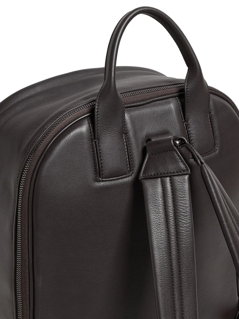 Zegna Secondskin Leather Backpack In Brown