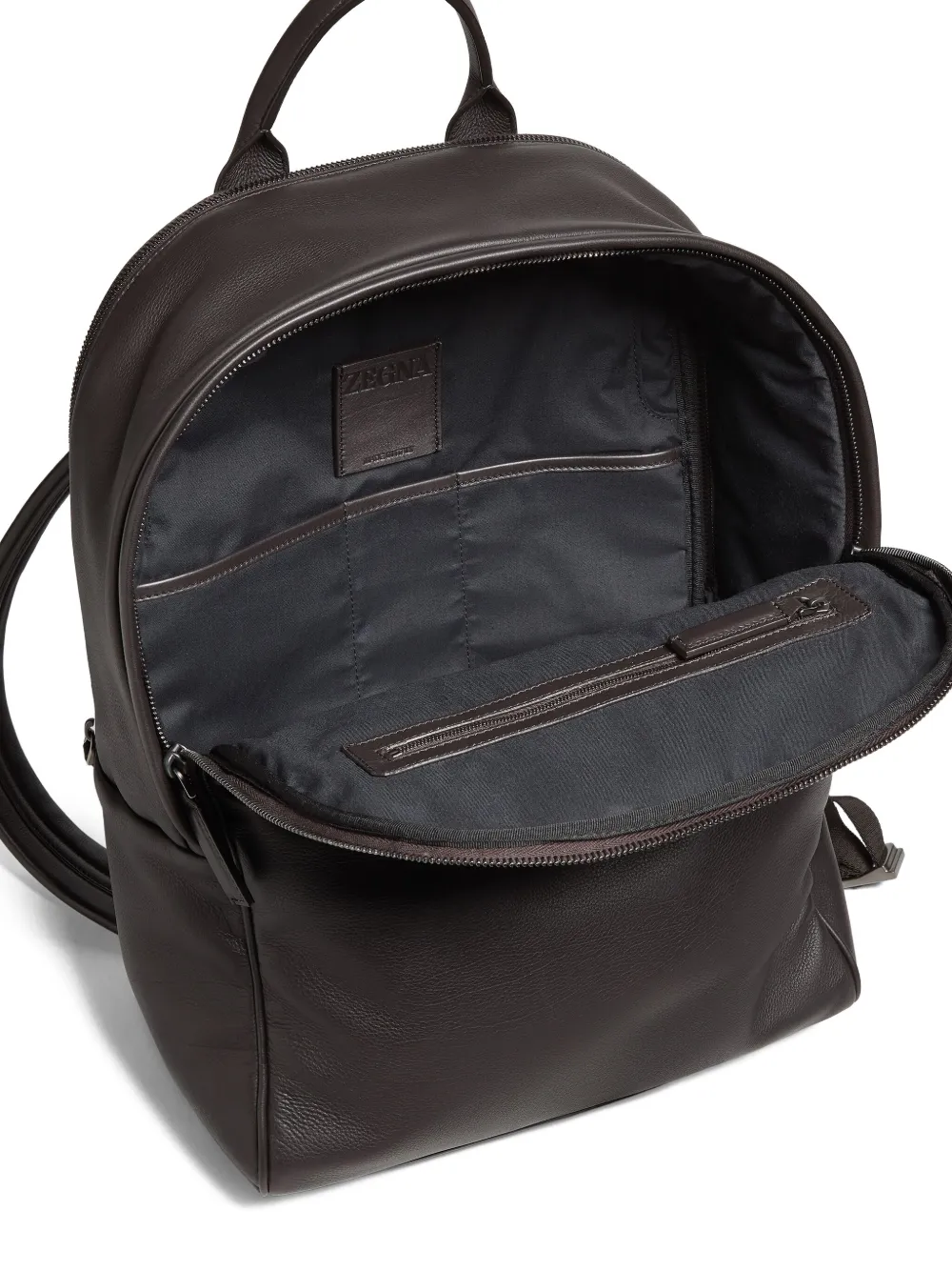 Zegna Secondskin Leather Backpack In Brown