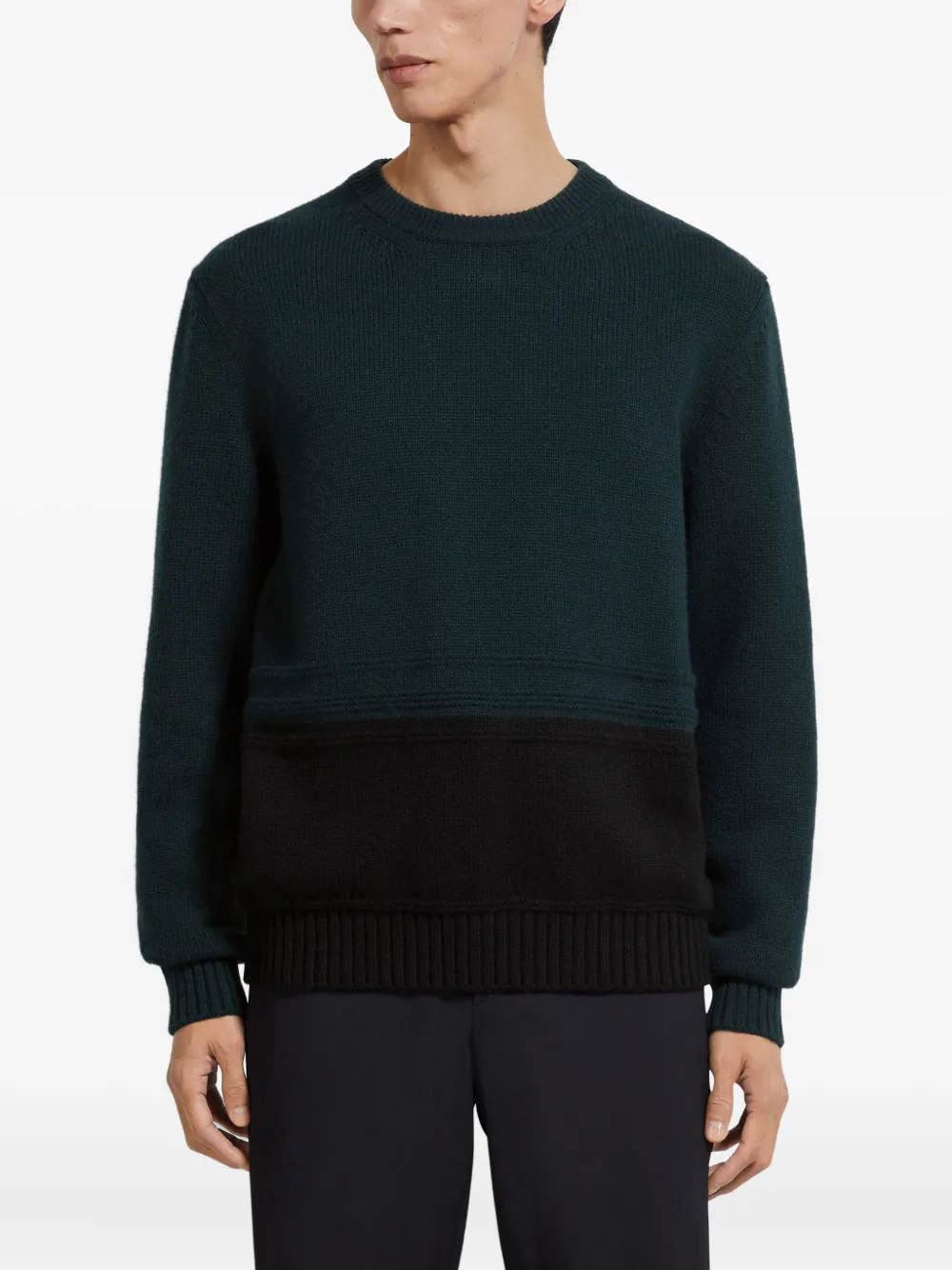 Zegna Oasi kasjmier trui met ronde hals Groen