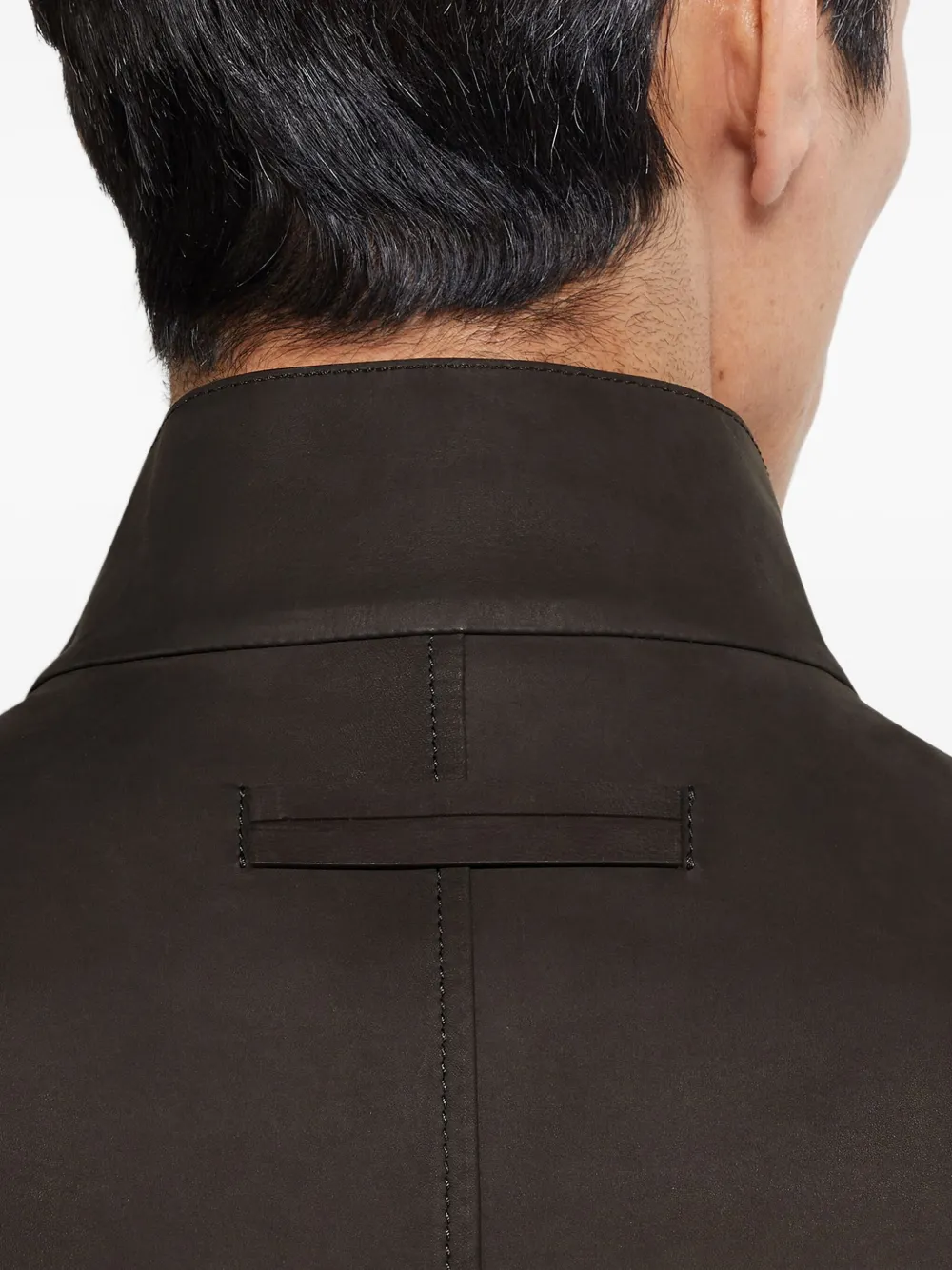 Zegna Il Conte Calf-leather Jacket In Brown