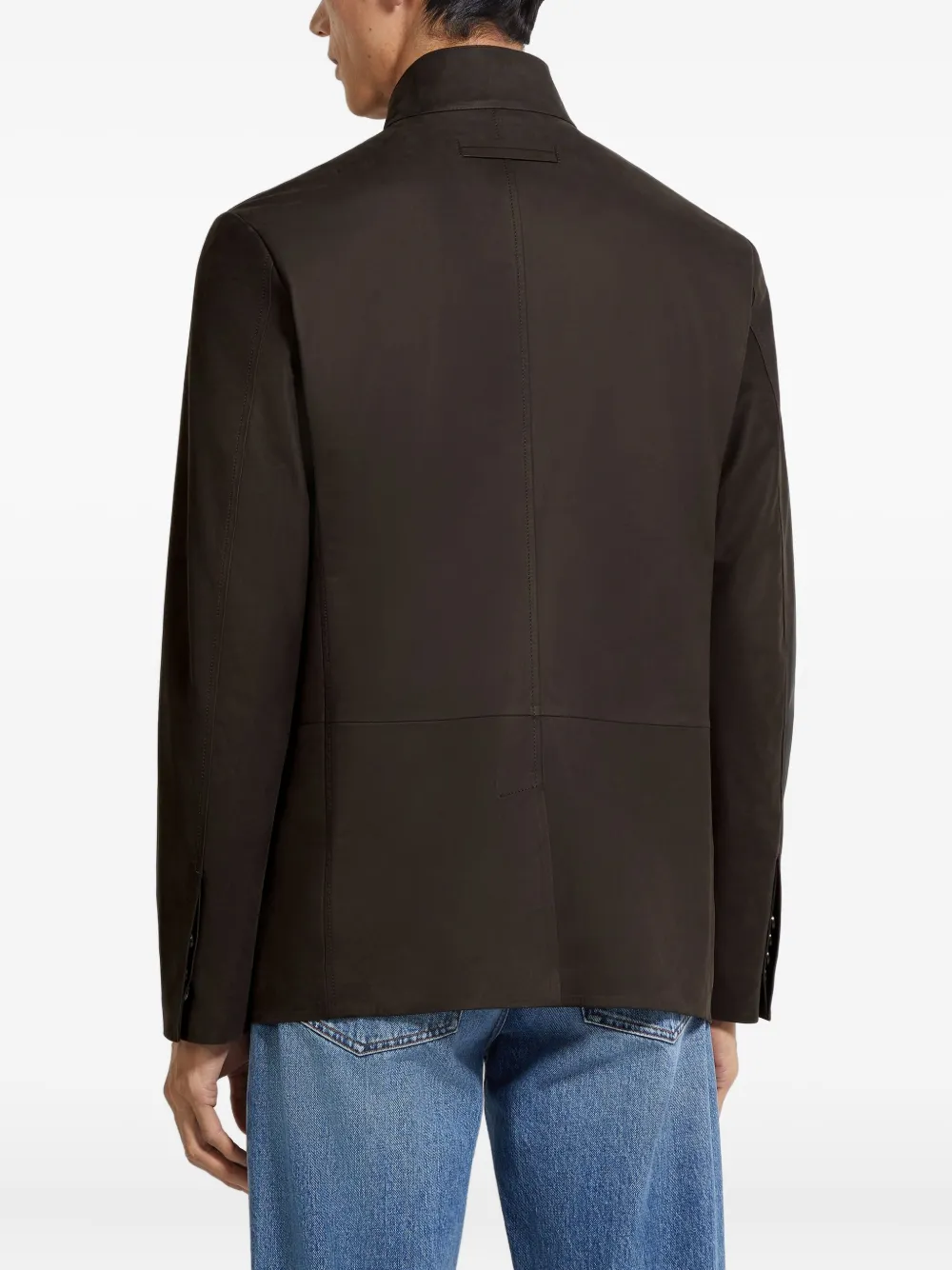 Zegna Il Conte Calf-leather Jacket In Brown