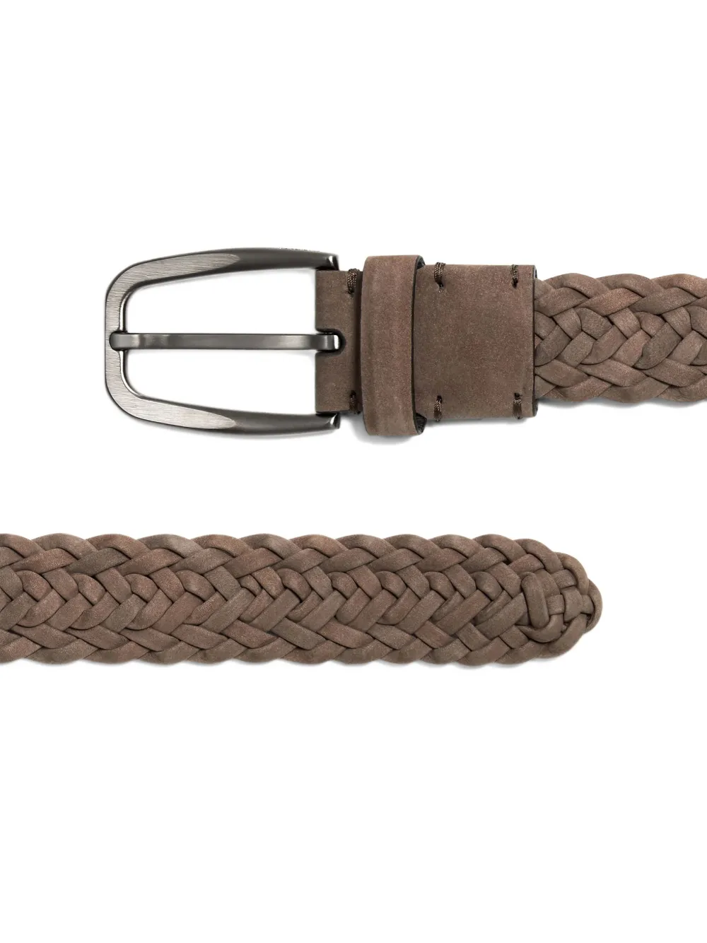 Zegna Braided Leather Belt In Brown