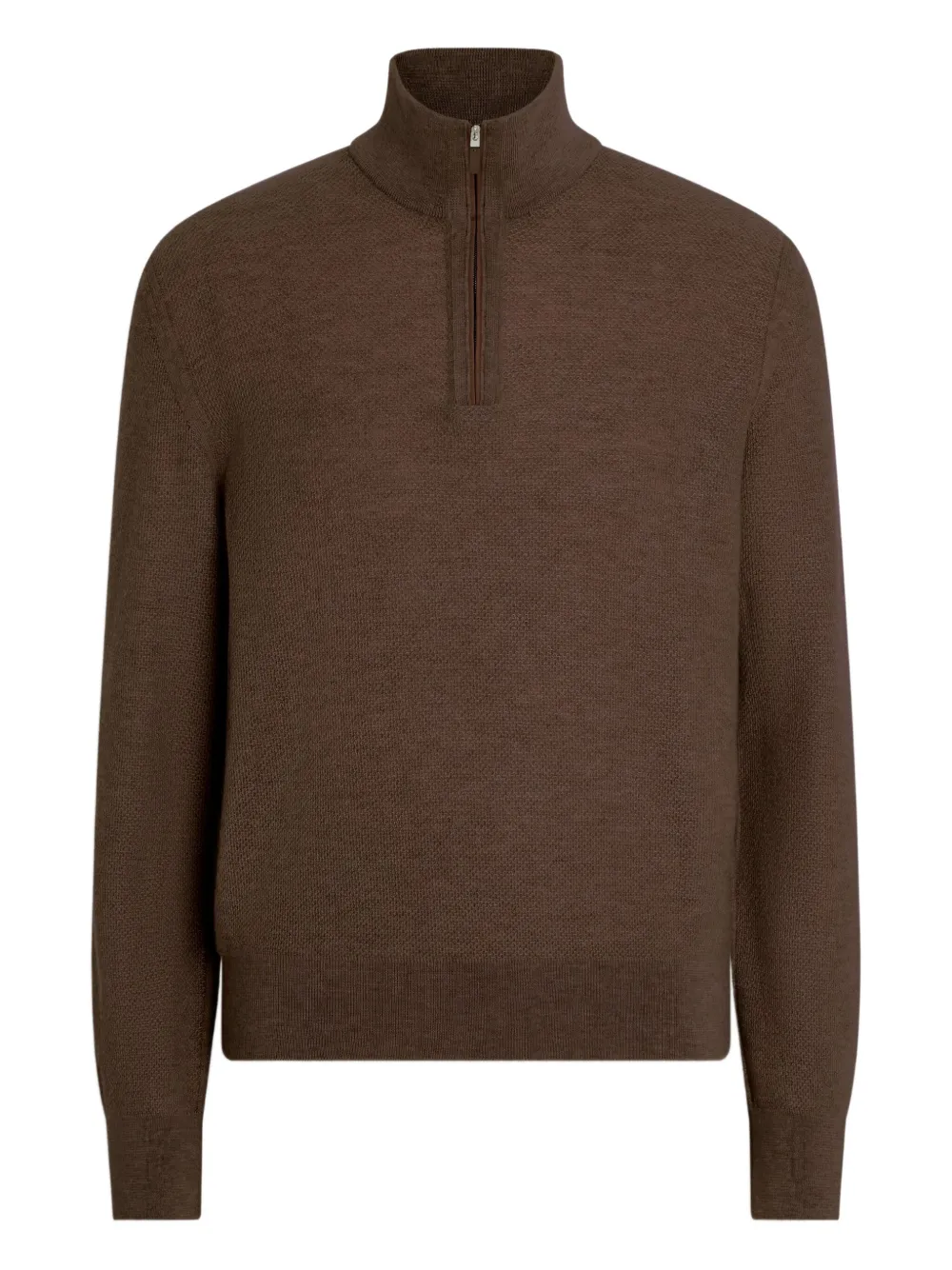 Zegna Half-zip Cashmere Sweater In Brown