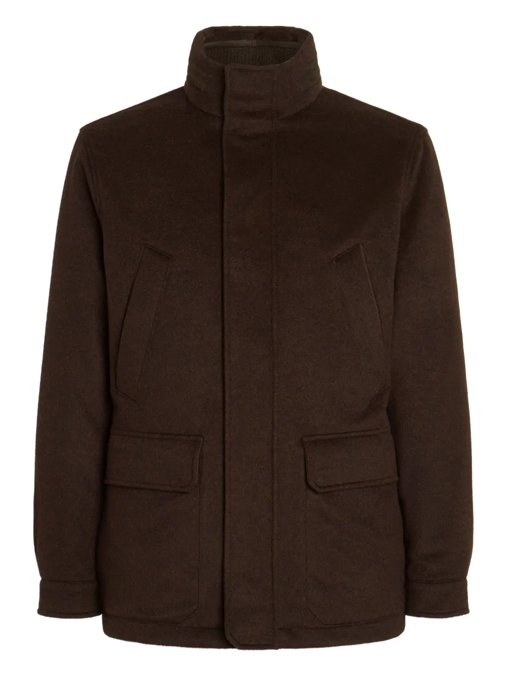 Zegna cashmere high-neck jacket | Brown | Image 1