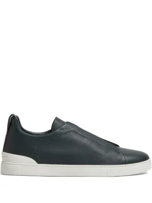 Zegna Triple Stitch Suede slip-ons | Blue | FARFETCH RO