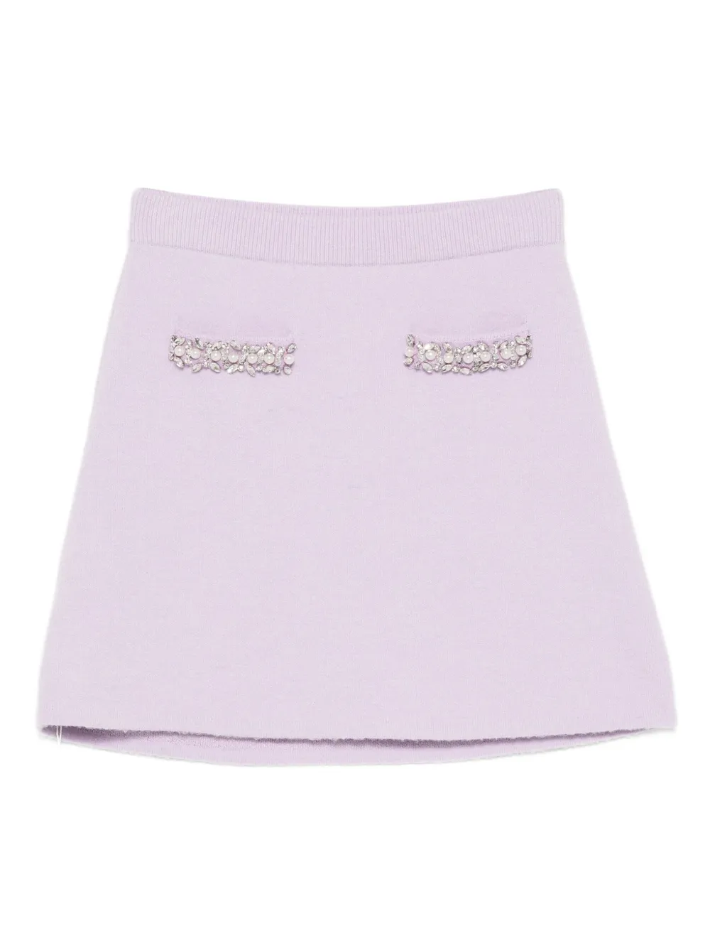 Self-Portrait crystal-trim mini skirt Paars