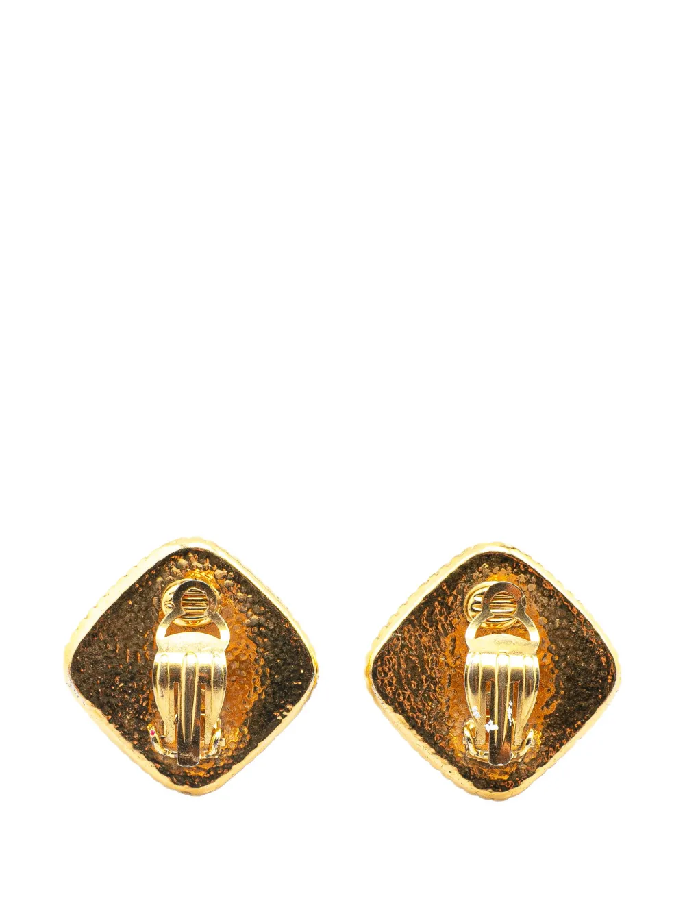 CHANEL Pre-Owned 1995 Gold Plated CC Diamond Clip on Earrings costume earrings | Image 2