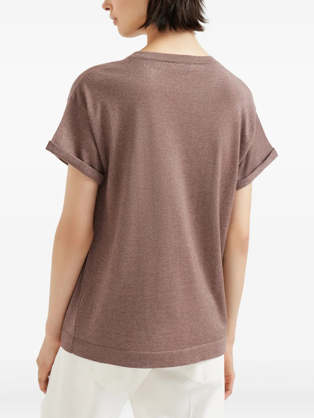 Brunello Cucinelli metallic-knit T-shirt Bruin