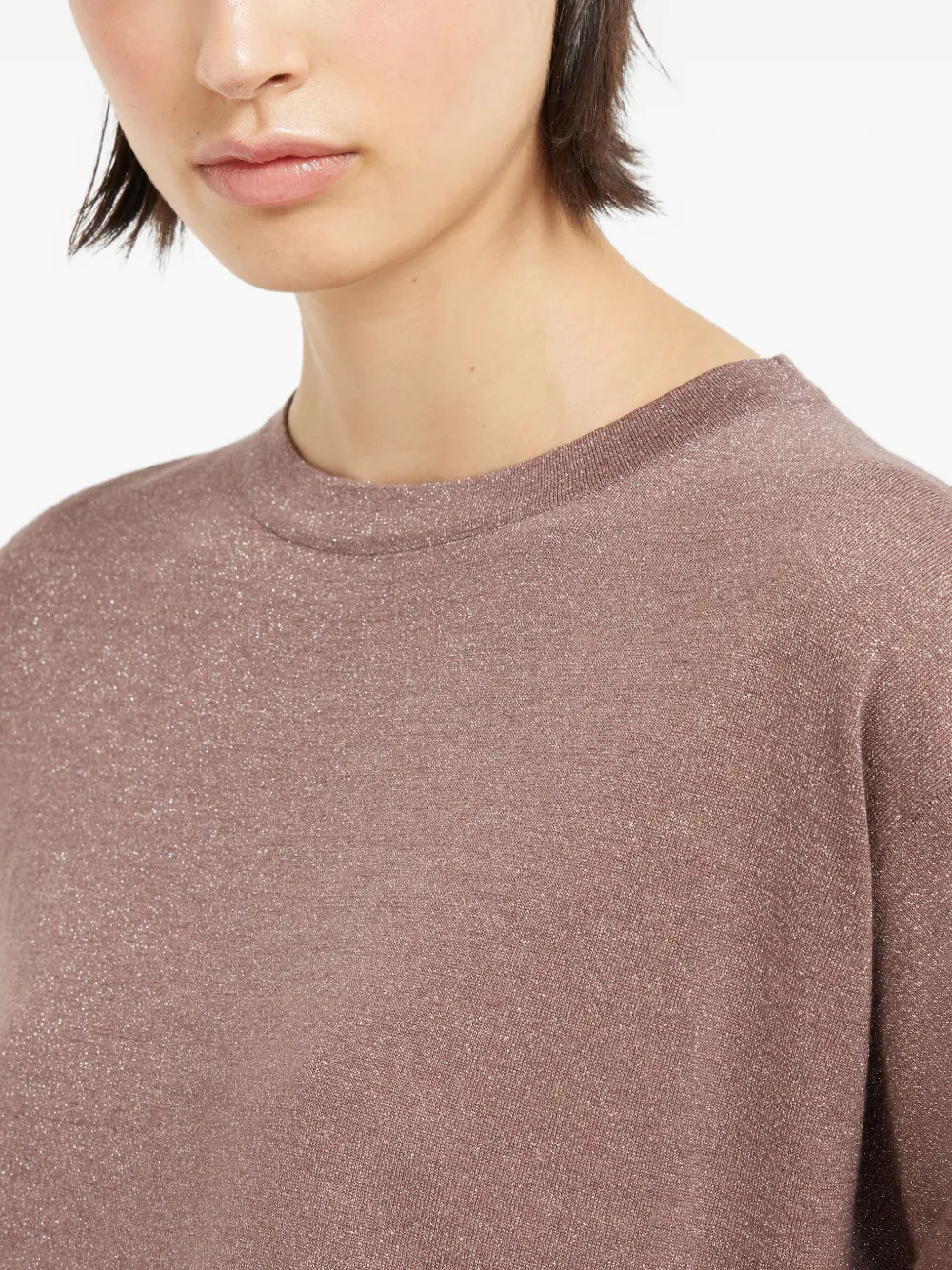 Brunello Cucinelli metallic-knit T-shirt Bruin