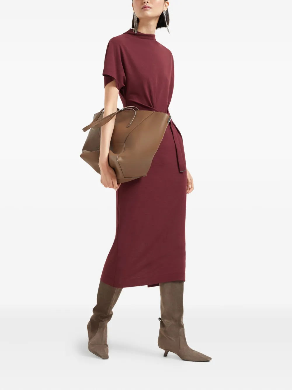 Brunello Cucinelli belted midi dress Rood