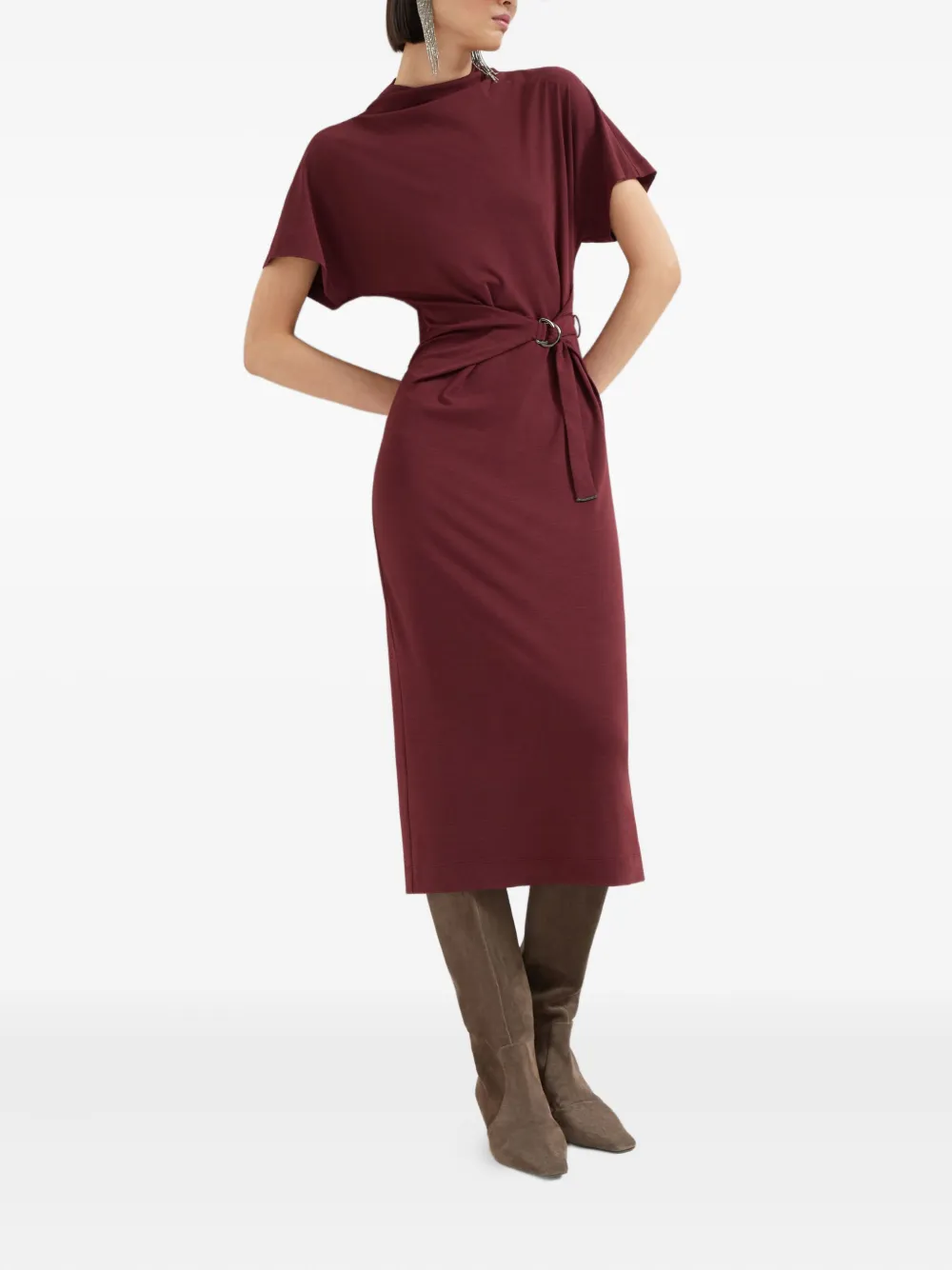 Brunello Cucinelli belted midi dress Rood