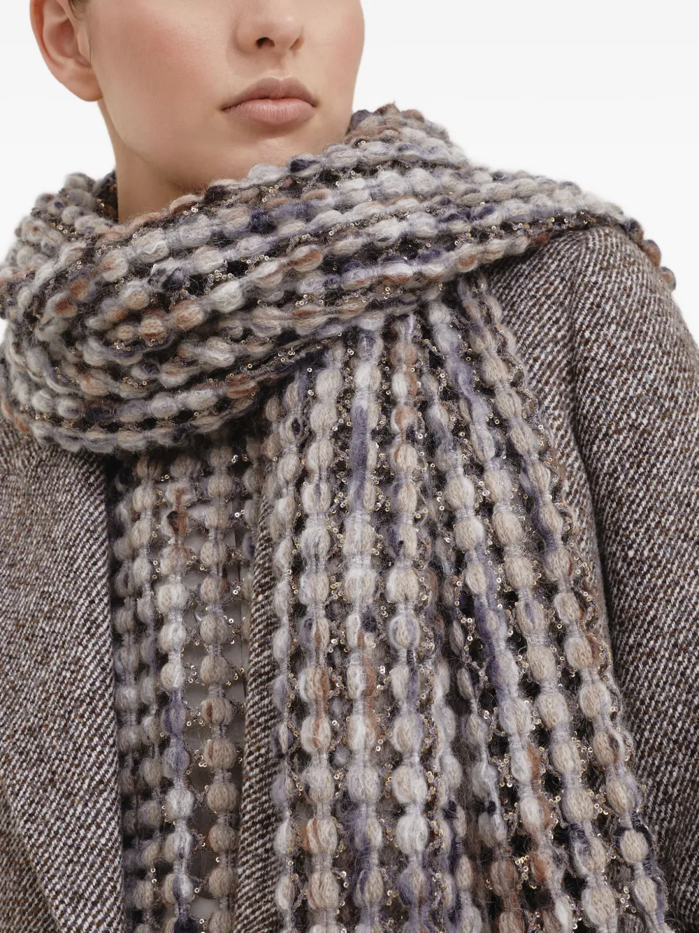 Brunello Cucinelli Bobble sjaal met metallic detail Grijs