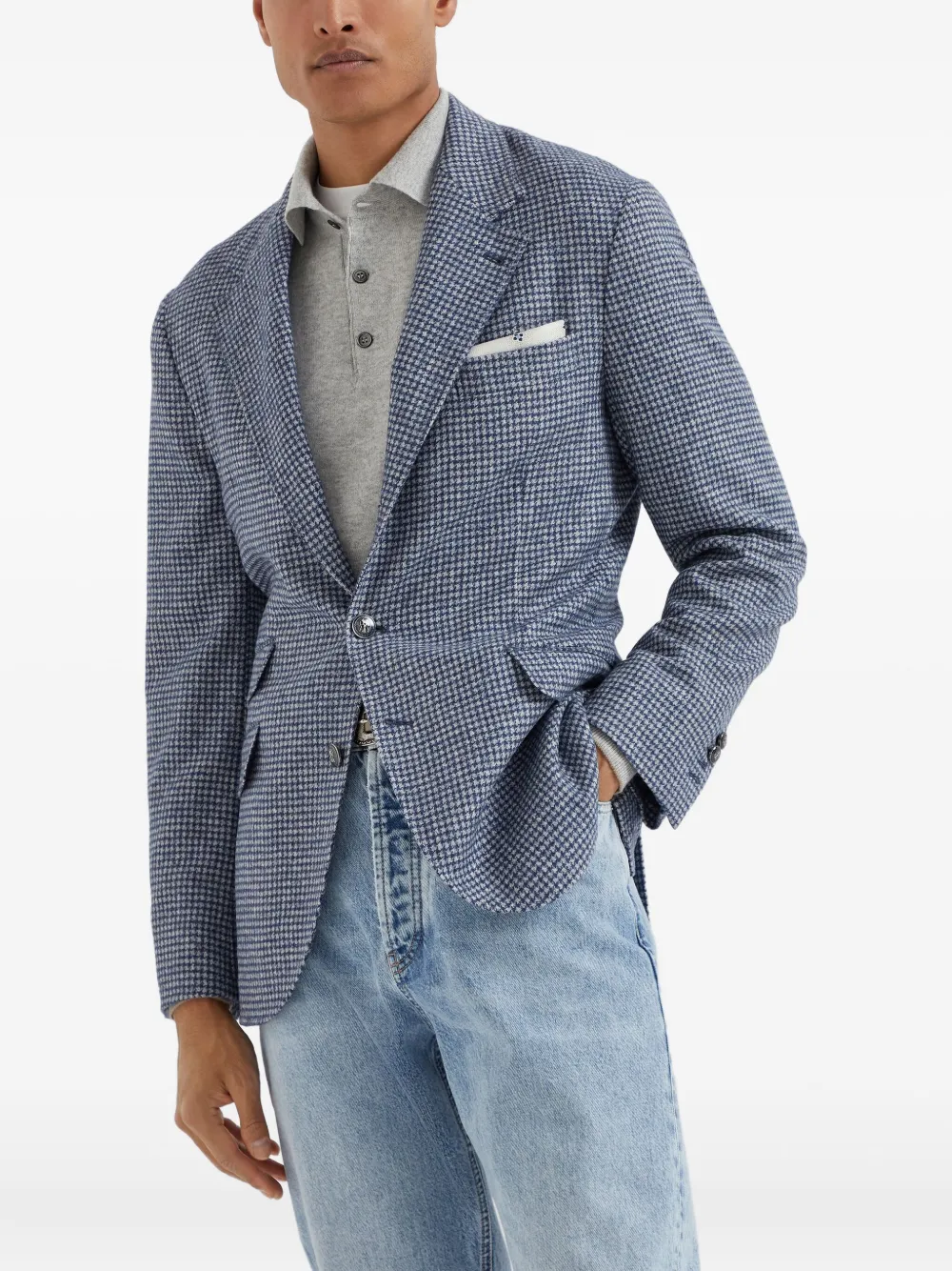 Brunello Cucinelli Blazer met print Blauw