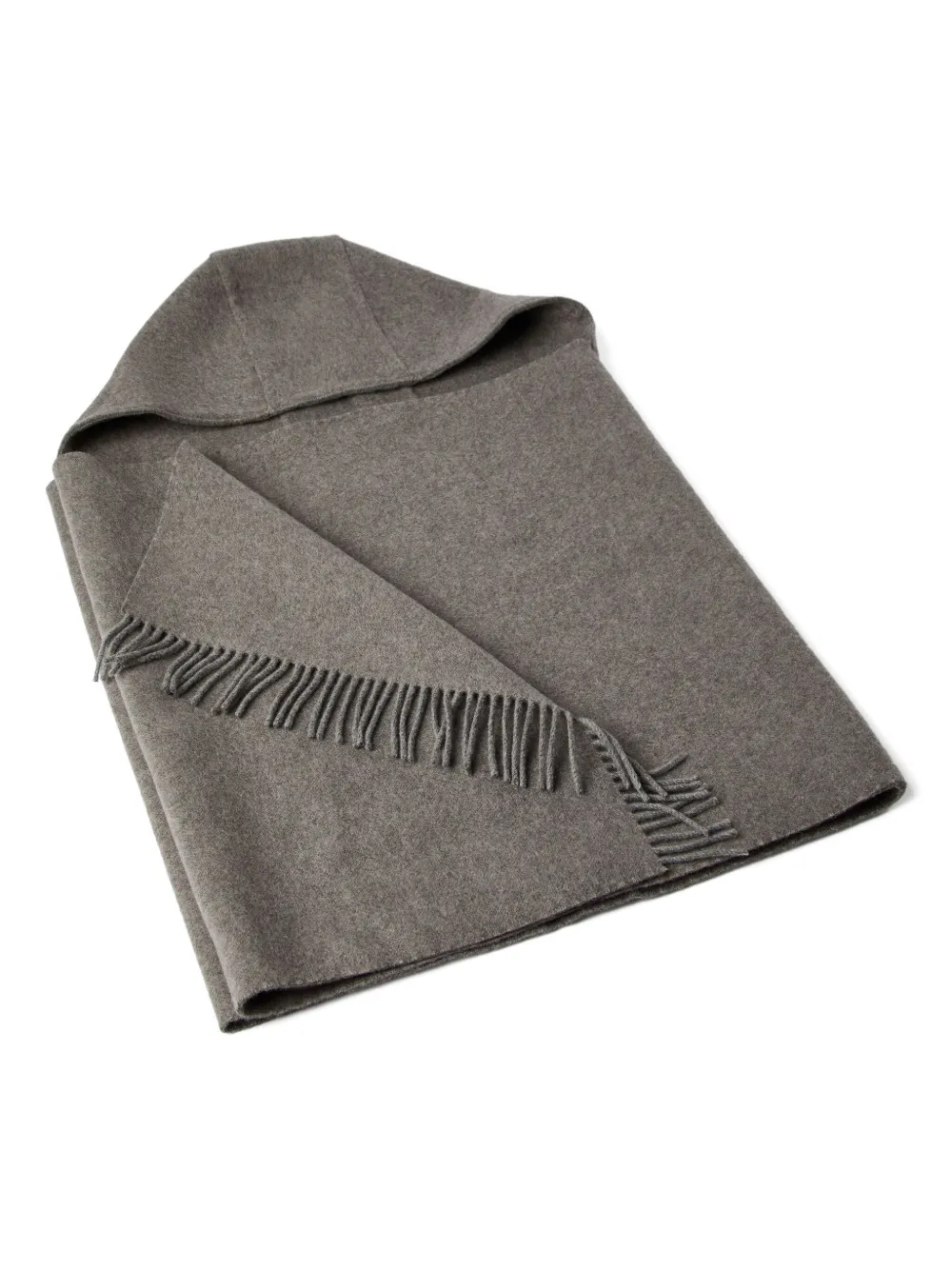 Brunello Cucinelli Hooded Fringed Poncho In Gray
