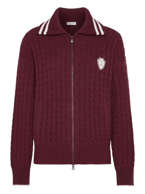 Cardigan en maille torsadée à fermeture zippée - Brunello Cucinelli - Modalova