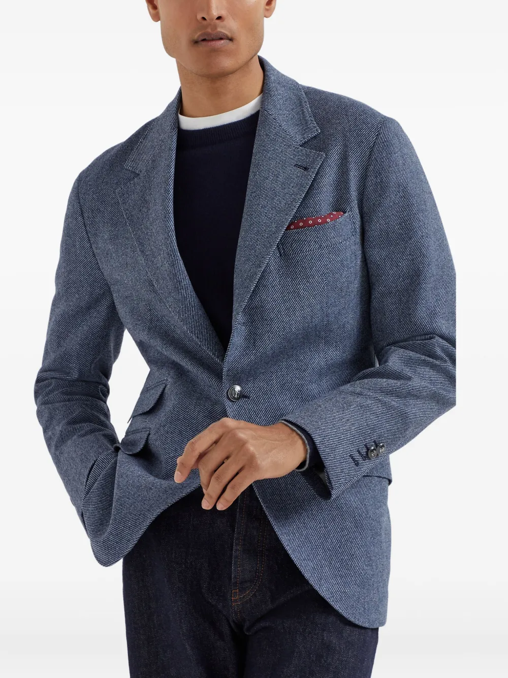 Brunello Cucinelli Cavallo blazer van wolblend Blauw