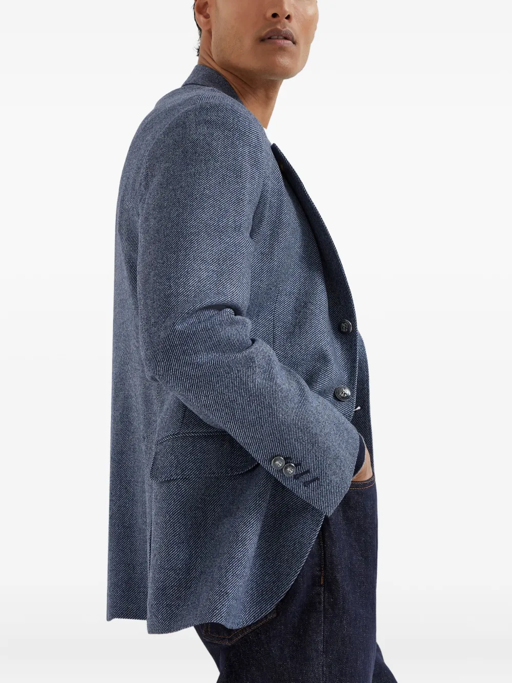 Brunello Cucinelli Cavallo blazer van wolblend Blauw