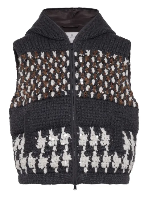 Brunello Cucinelli sequin-embellished hooded vest