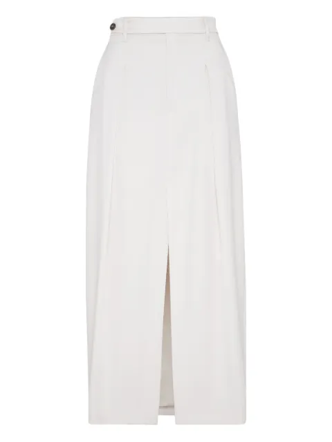 Brunello Cucinelli pleated front-split maxi skirt