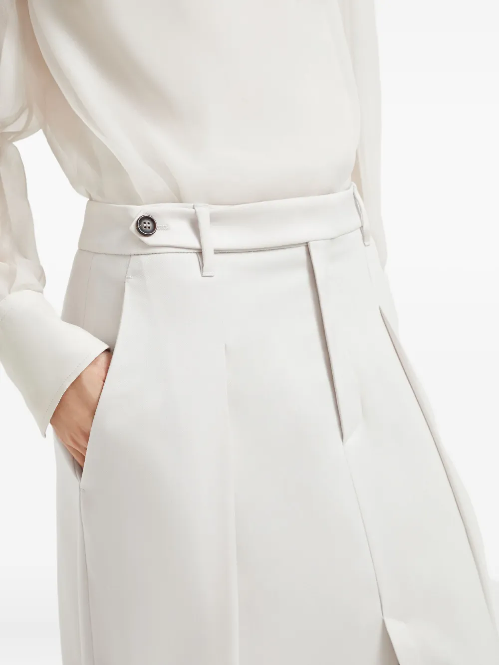 Brunello Cucinelli pleated front-split maxi skirt Wit