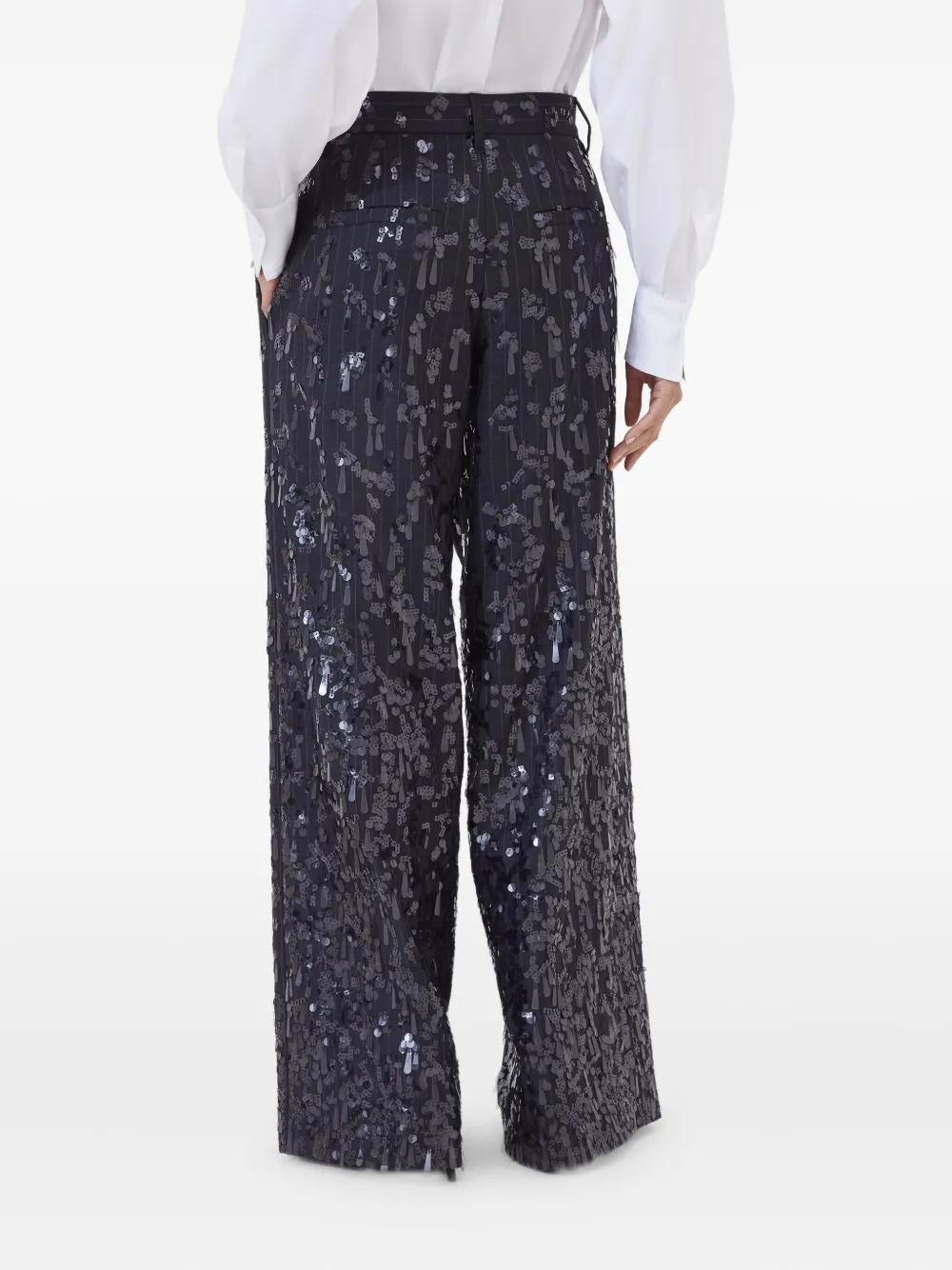 Brunello Cucinelli Loose Trousers With Swing Drops Embroidery In Gray