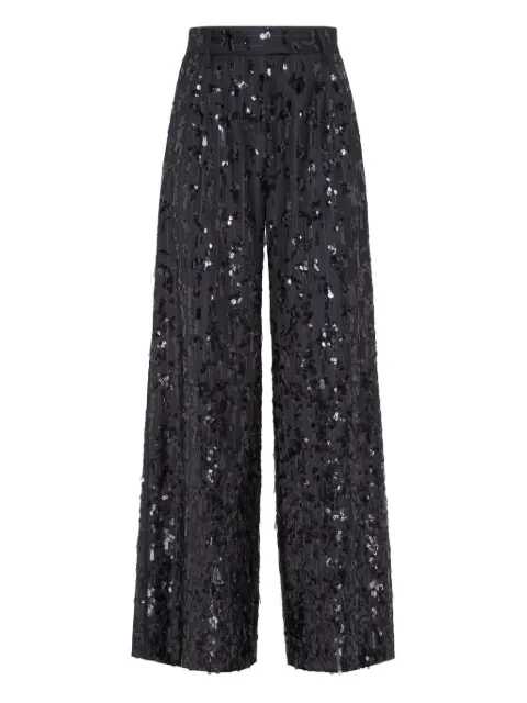 Brunello Cucinelli pinstripe sequin-embellished trousers