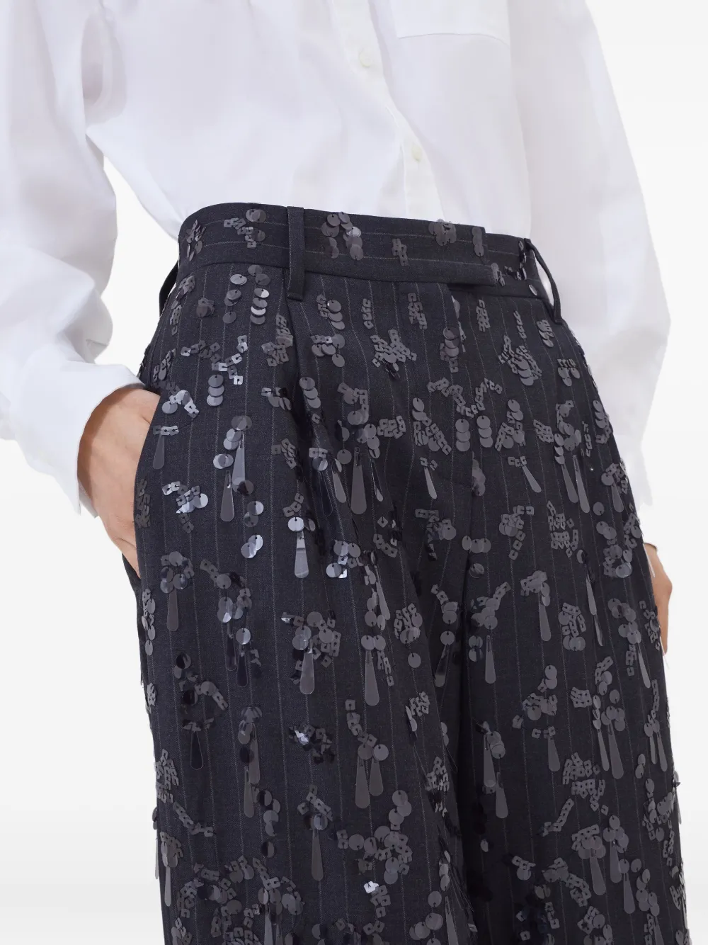 Brunello Cucinelli Loose Trousers With Swing Drops Embroidery In Gray