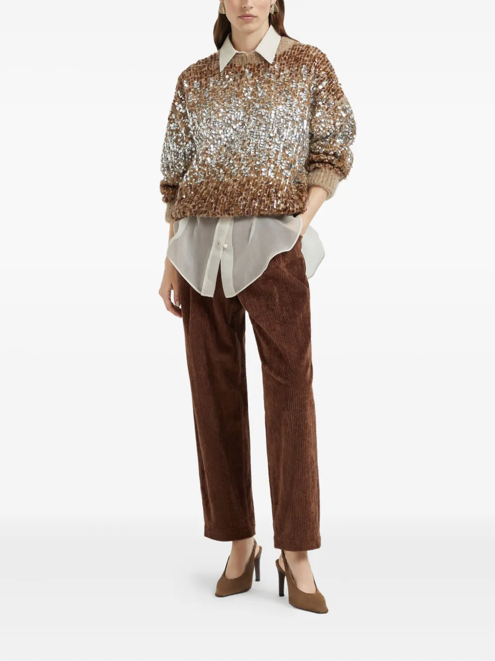 Brunello Cucinelli Ribfluwelen straight broek Bruin
