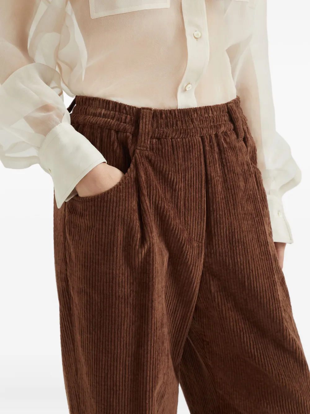 Brunello Cucinelli Ribfluwelen straight broek Bruin