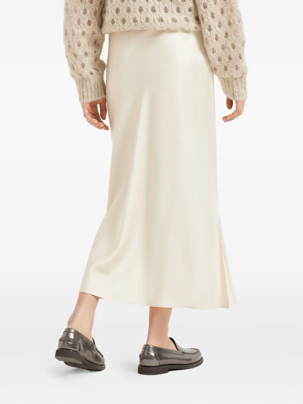 Brunello Cucinelli side-split midi skirt Beige