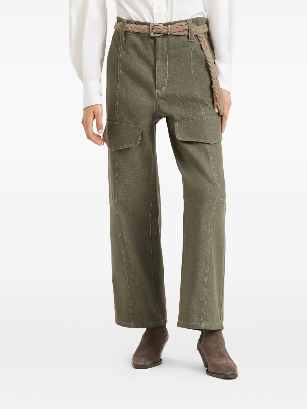 Brunello Cucinelli Broek met cargozak Groen