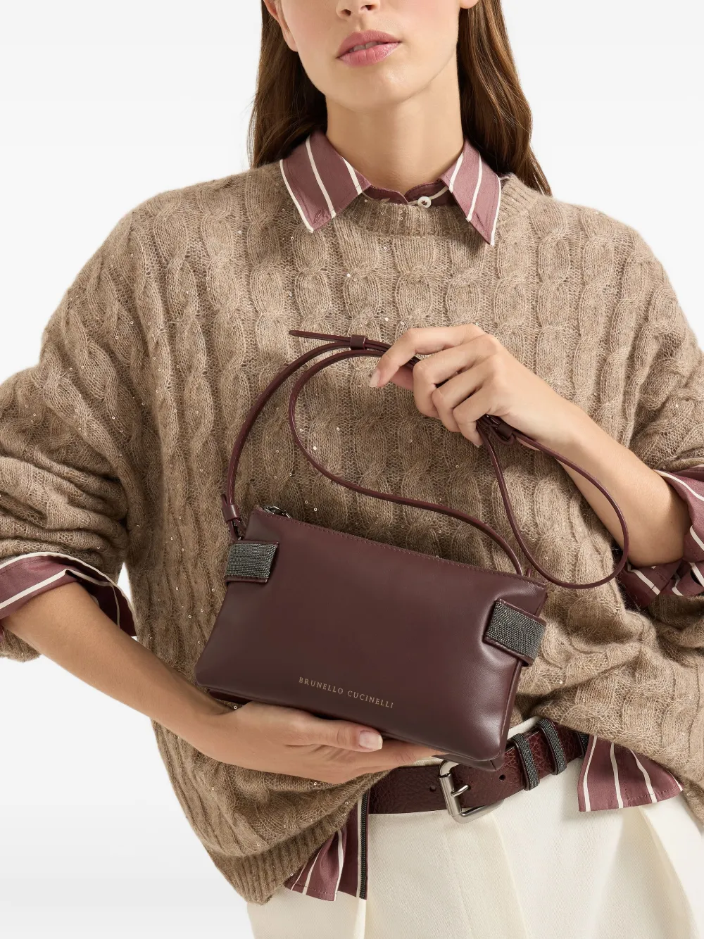 Brunello Cucinelli Mini Essence Cross Body Bag In Red