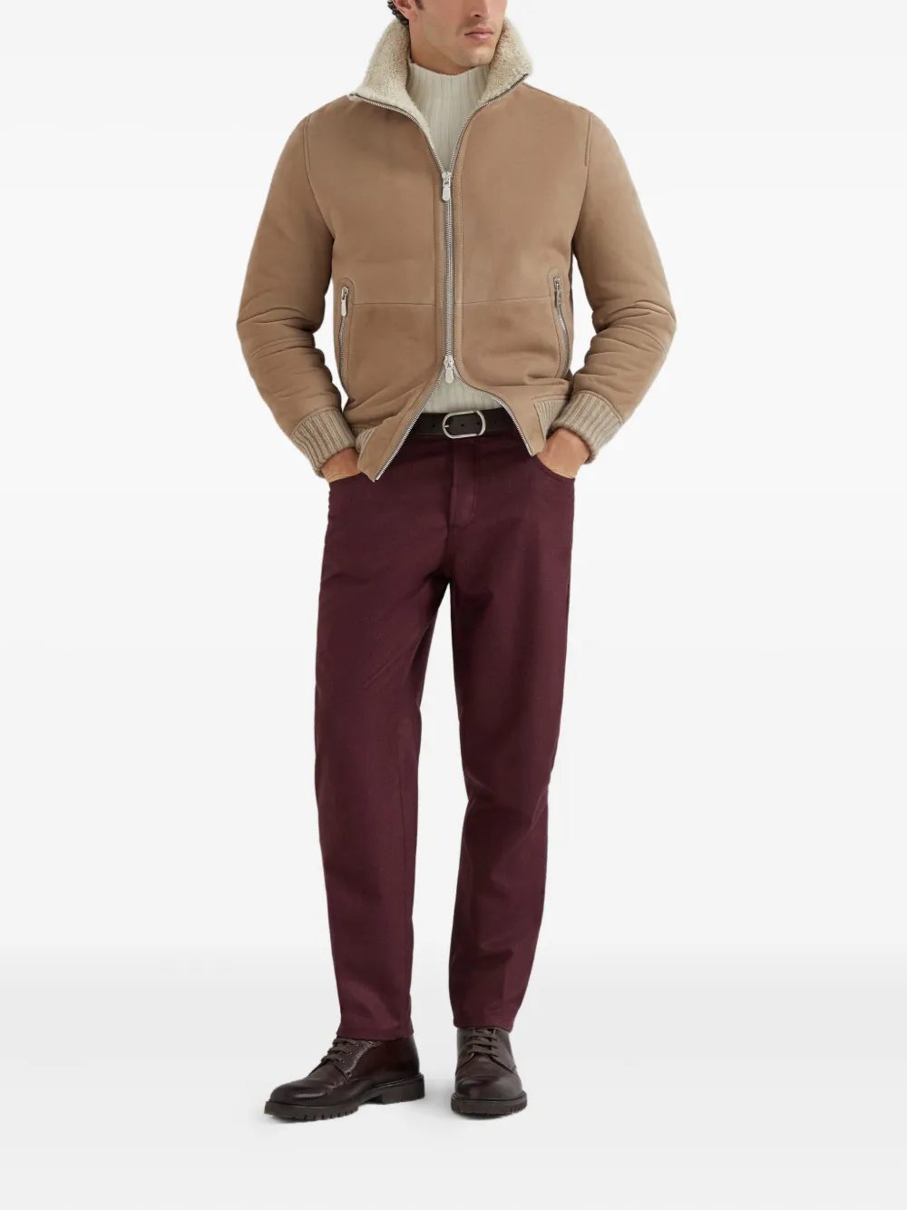 Brunello Cucinelli shearling-collared suede jacket | Leather Jackets | Image 2