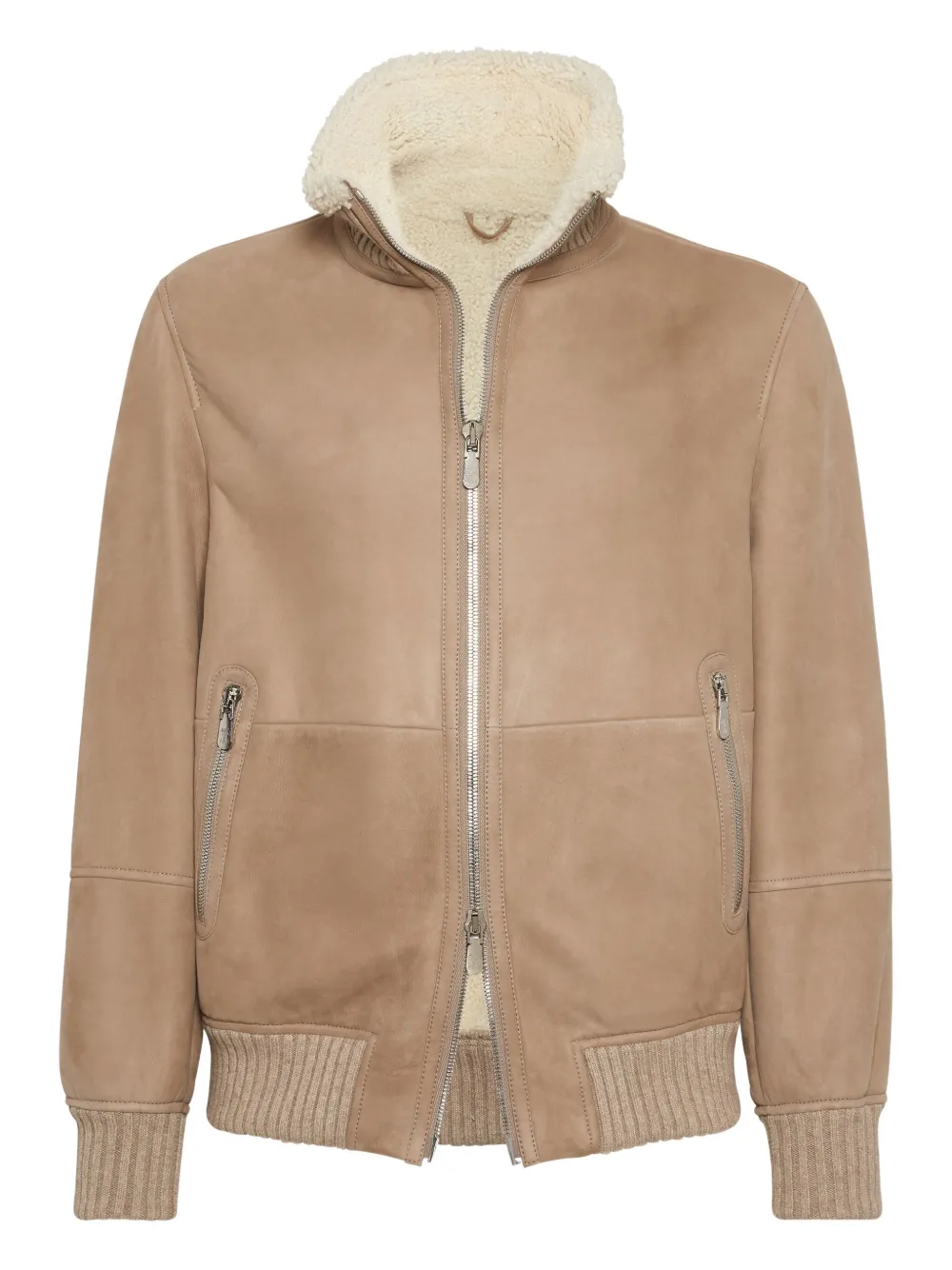 Brunello Cucinelli shearling-collared suede jacket | Brown | Image 1