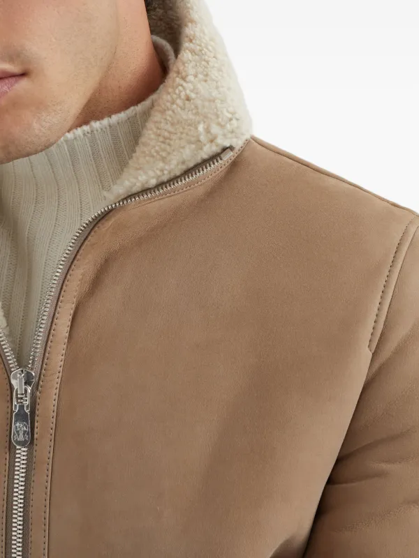 Brunello Cucinelli シアリングカラー スエードジャケット | ブラウン