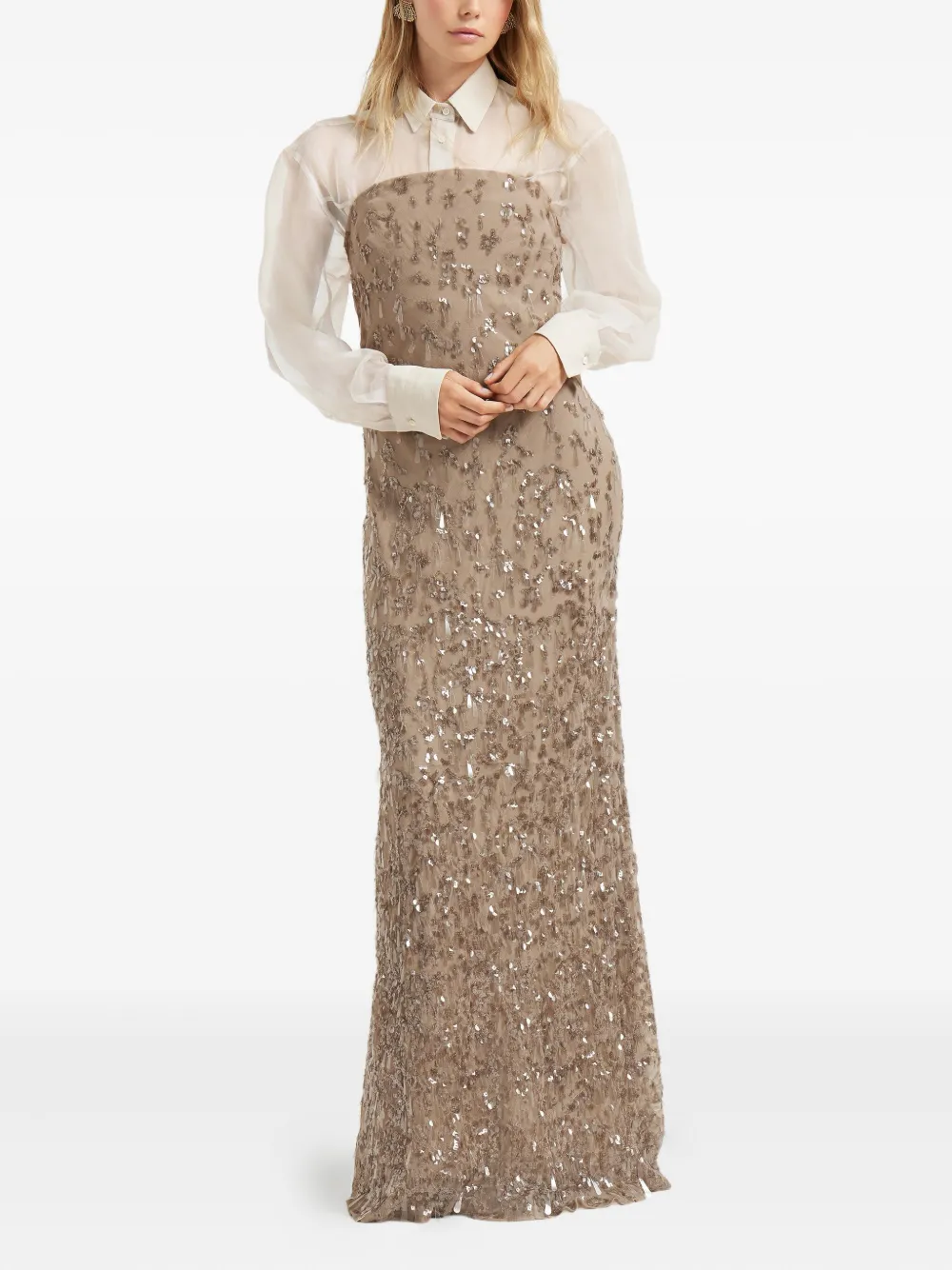 Brunello Cucinelli Jurk verfraaid met pailletten - Beige
