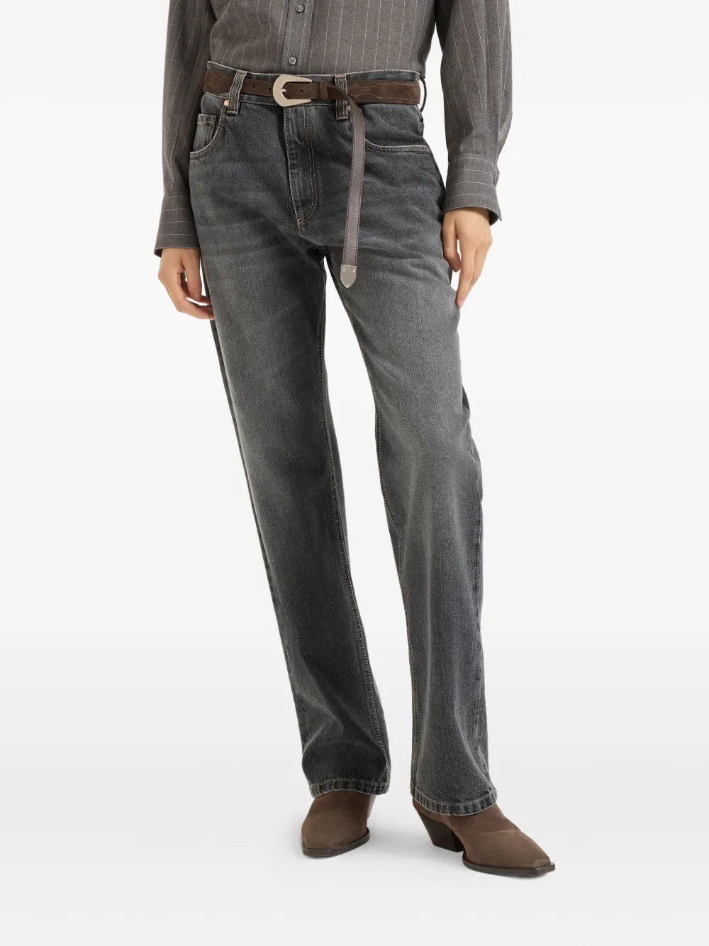 Brunello Cucinelli Jeans With Belt Loops In Gray