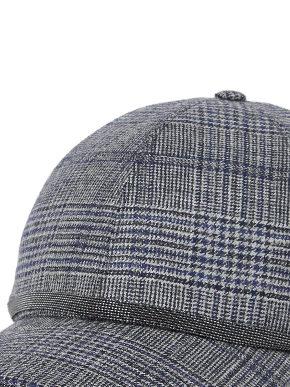 Brunello Cucinelli Prince Of Wales Check Baseball Cap In Gray