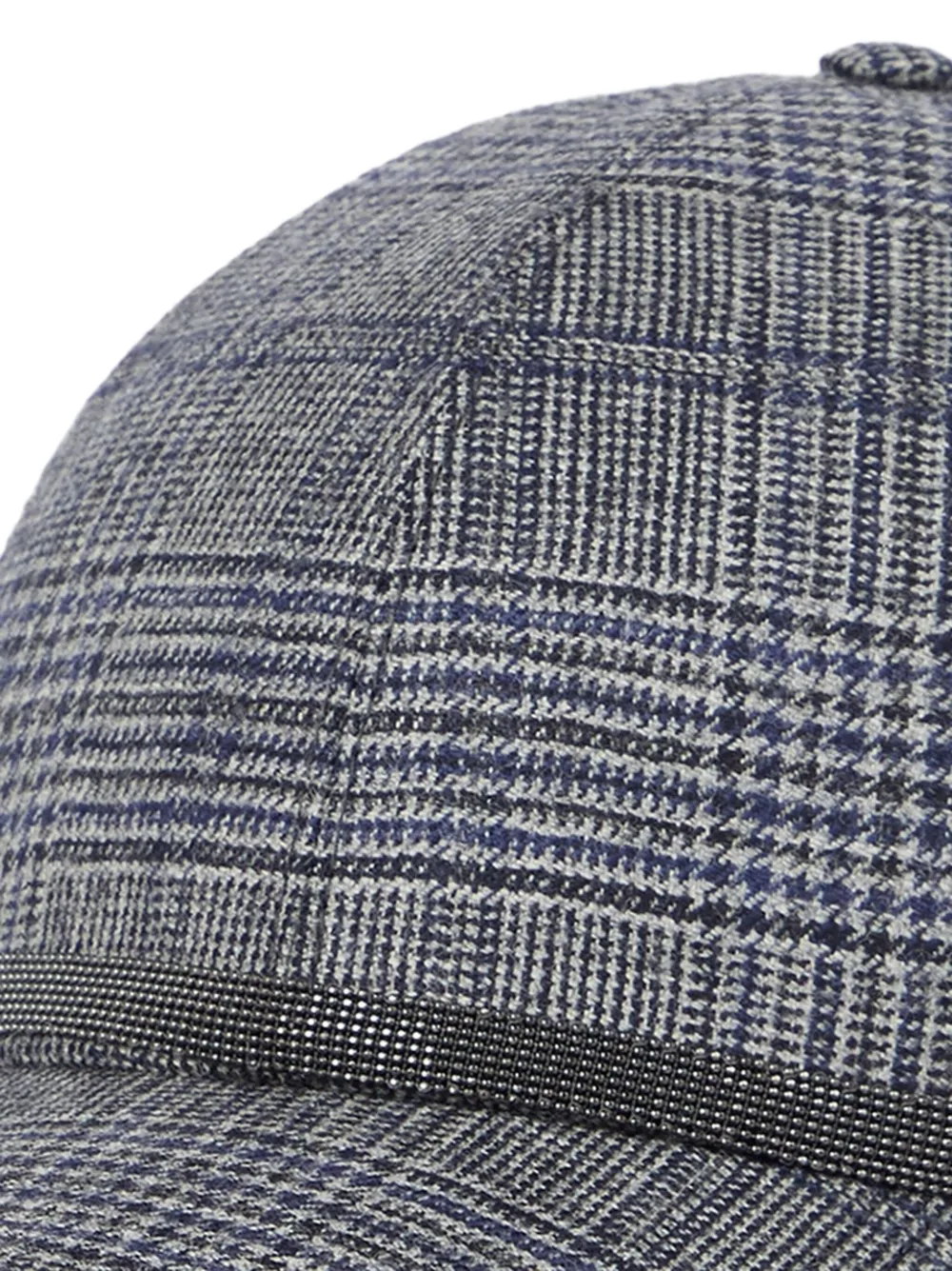Brunello Cucinelli Prince Of Wales Check Baseball Cap In Gray