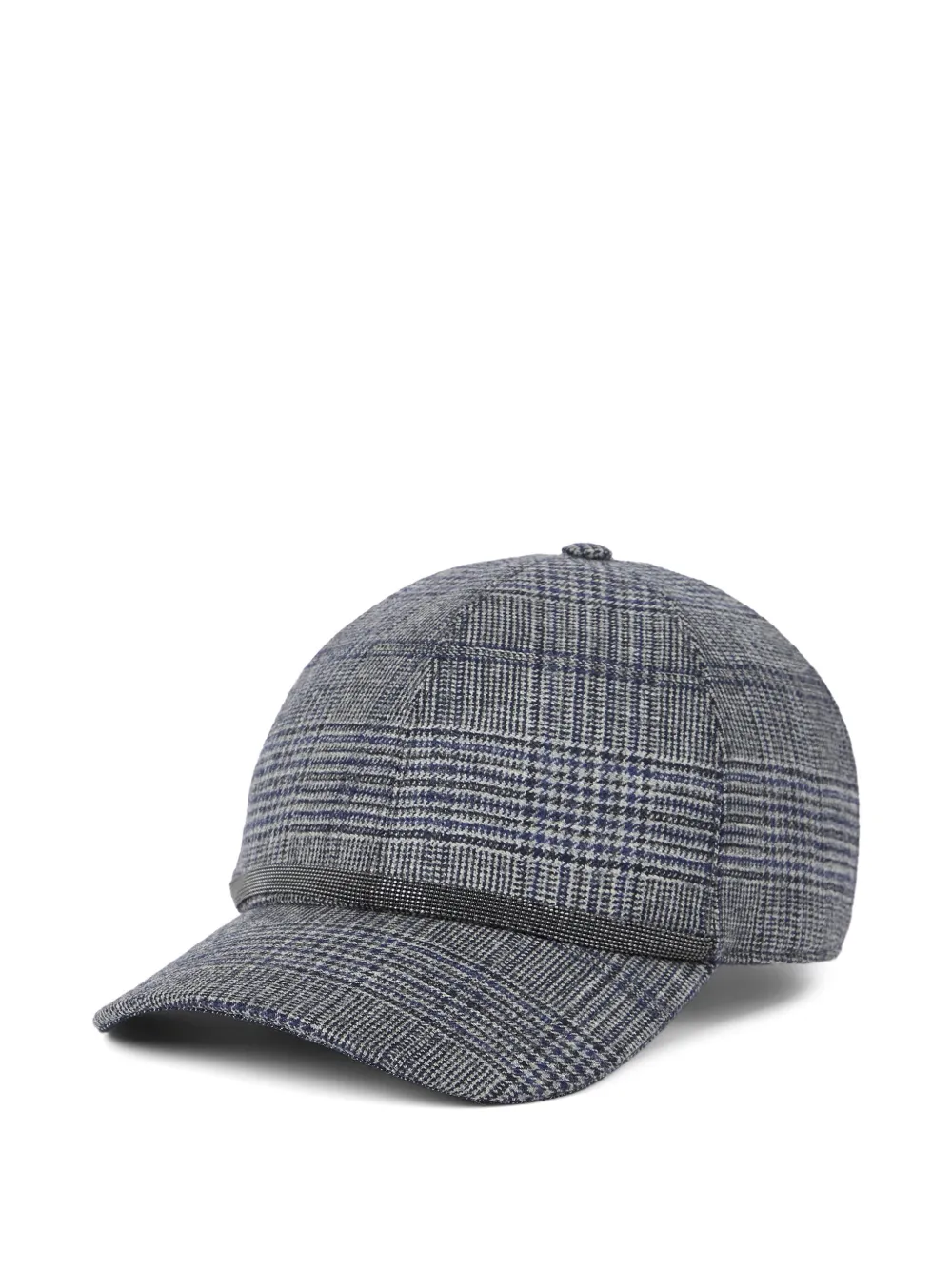 Brunello Cucinelli Prince Of Wales Check Baseball Cap In Gray