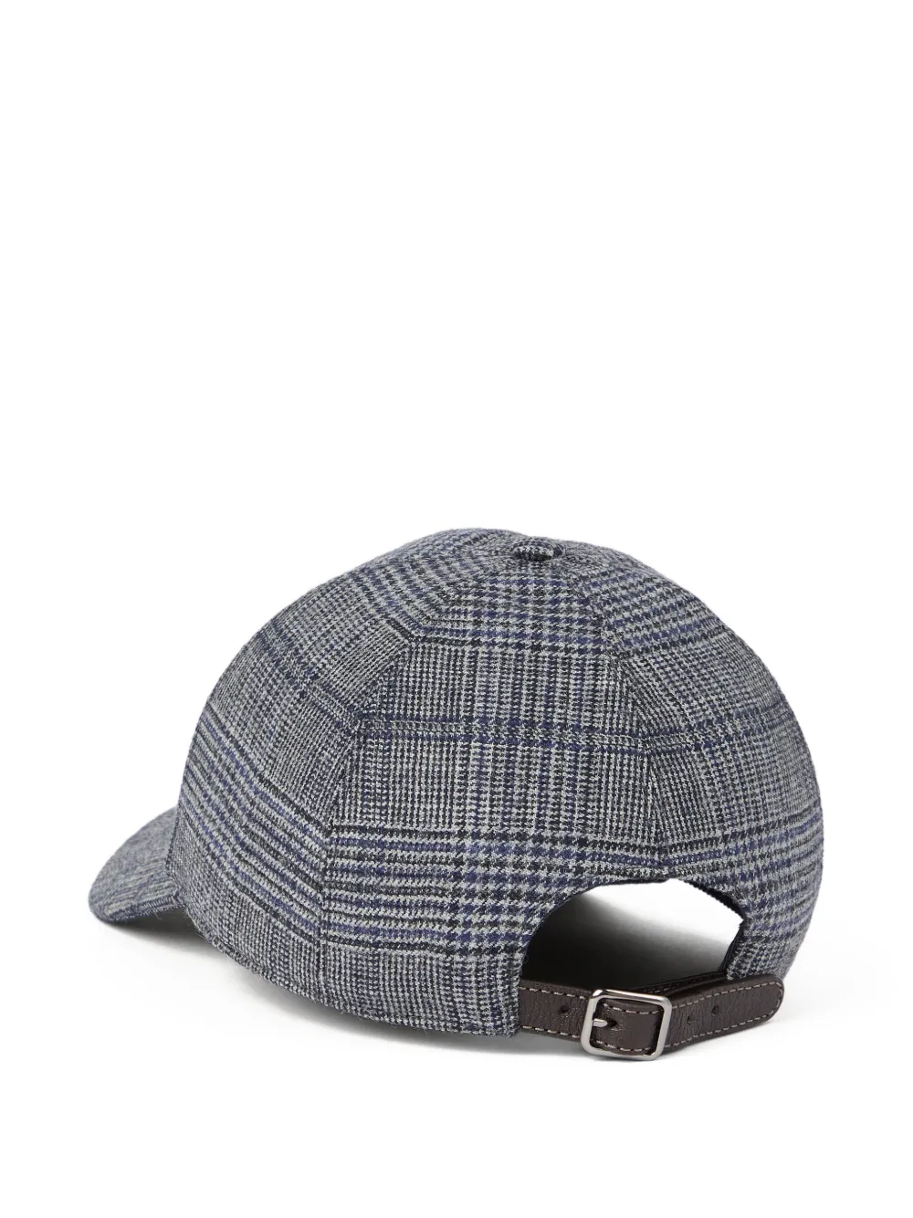 Brunello Cucinelli Prince Of Wales Check Baseball Cap In Gray