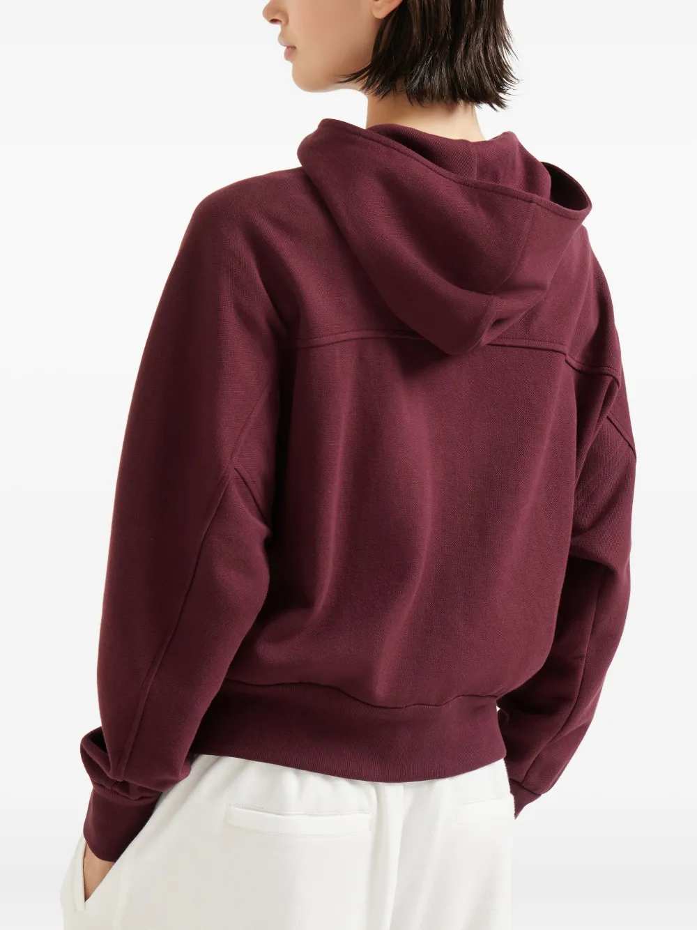 Brunello Cucinelli logo-patch zipped hoodie Rood