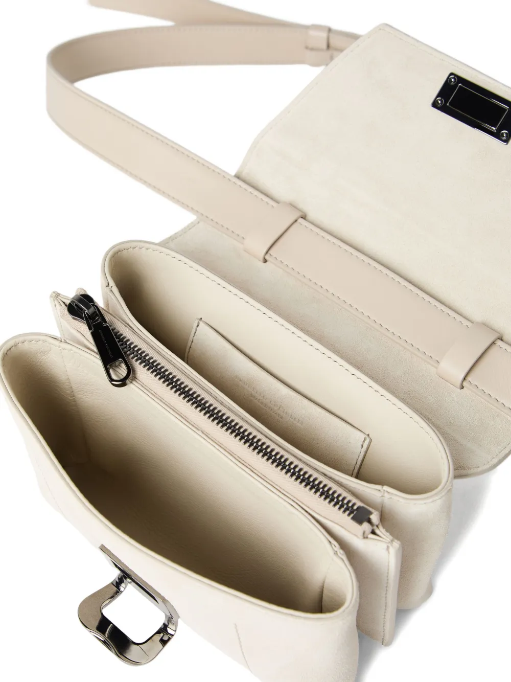 Brunello Cucinelli Kleine Sartorial leren crossbodytas Beige