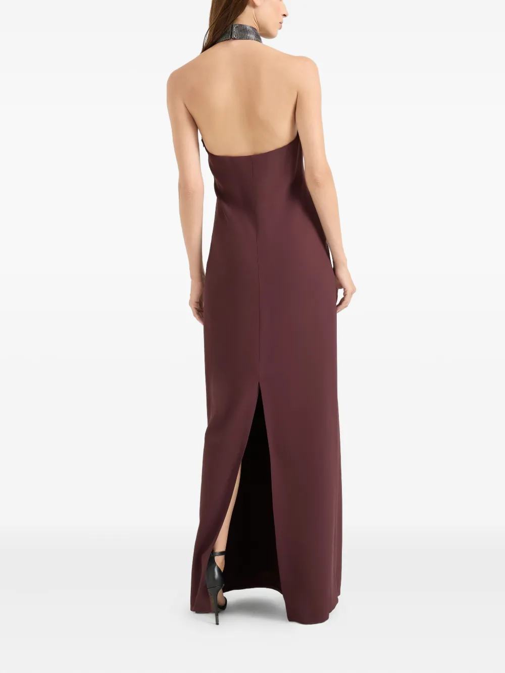 Brunello Cucinelli embellished halter neck dress Rood