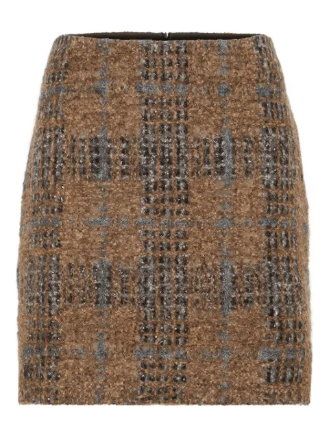 Brunello Cucinelli falda corta de tweed con motivo de cuadros