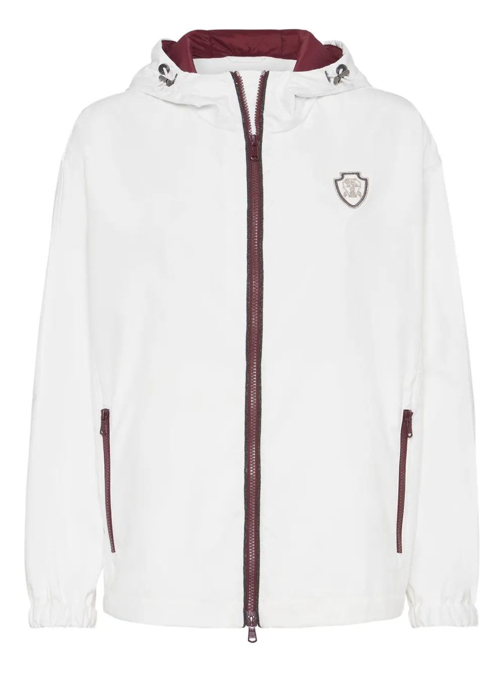 Brunello Cucinelli logo-patch hooded jacket Wit