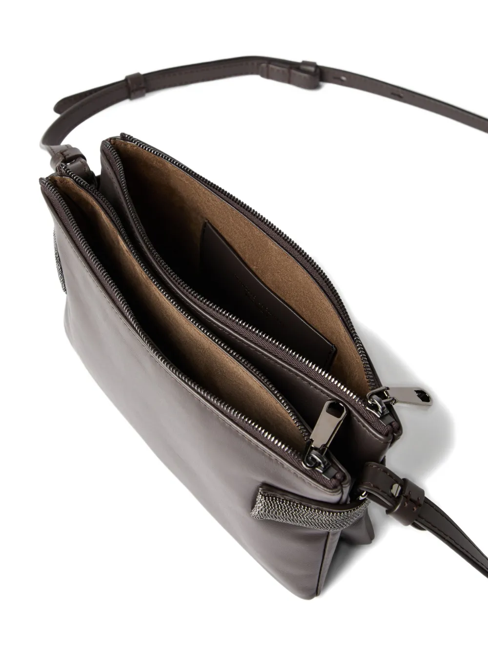 Brunello Cucinelli Mini Essence Cross Body Bag In Brown