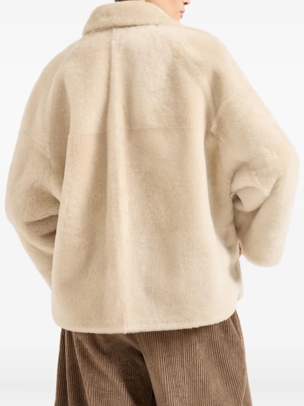 Brunello Cucinelli Button Fur Jacket In Neutral
